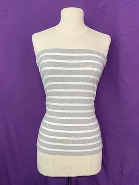 GAP Gray and White Striped Strapless Long Tube Top. Size S.
